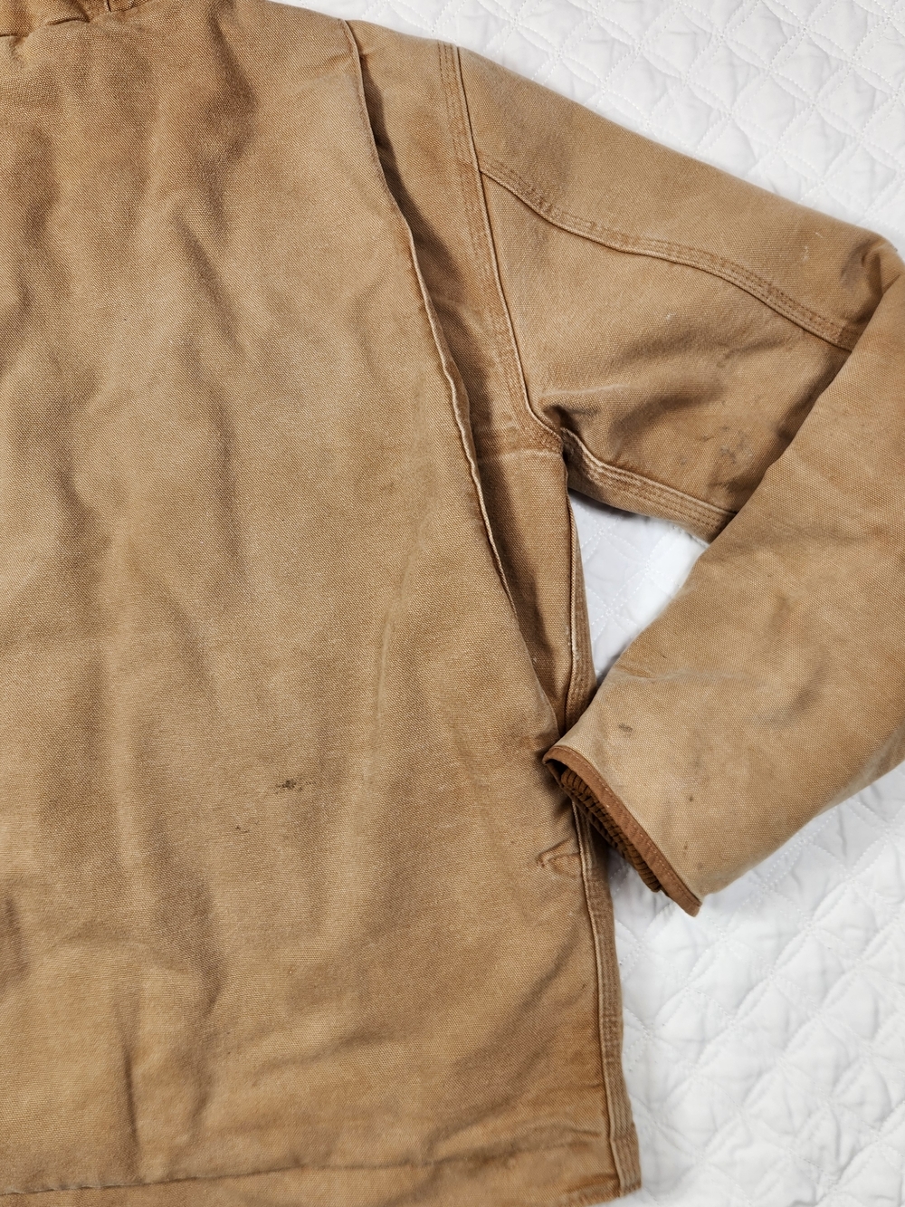 Carhartt Men's Tan Hooded Work Jacket with Sherpa Lining - Picture 10 of 15